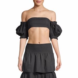 WE WORE WHAT | Coco Puff Sleeve Bandeau Crop Top